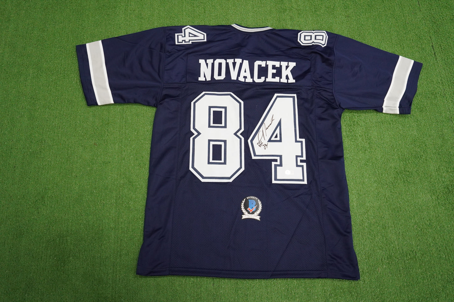 JAY NOVACEK SIGNED DALLAS COWBOYS BLUE JERSEY Size XL BAS COA