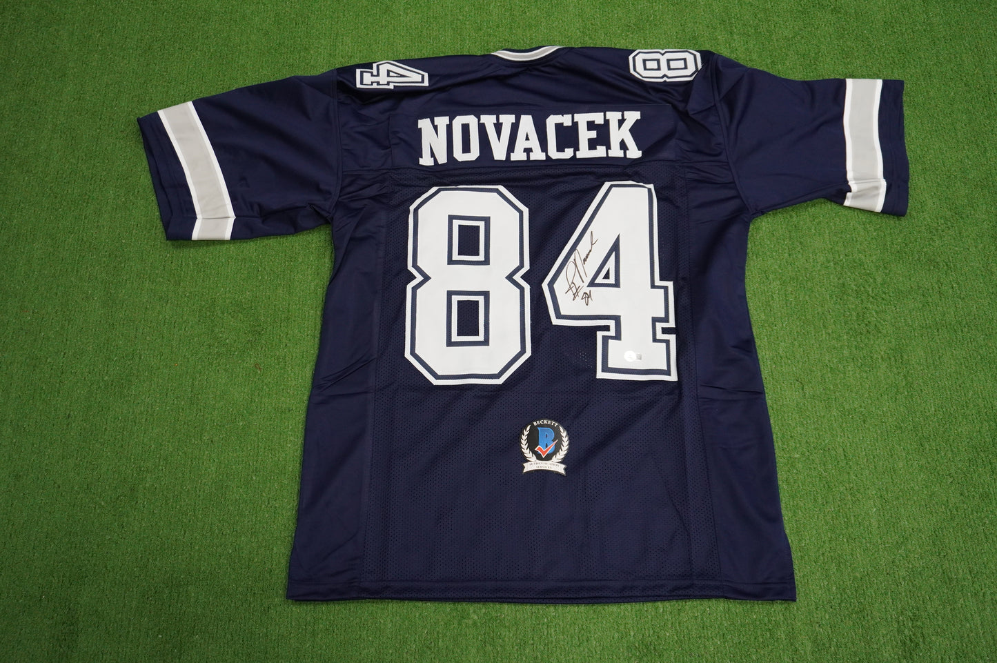 JAY NOVACEK SIGNED DALLAS COWBOYS BLUE JERSEY Size XL BAS COA