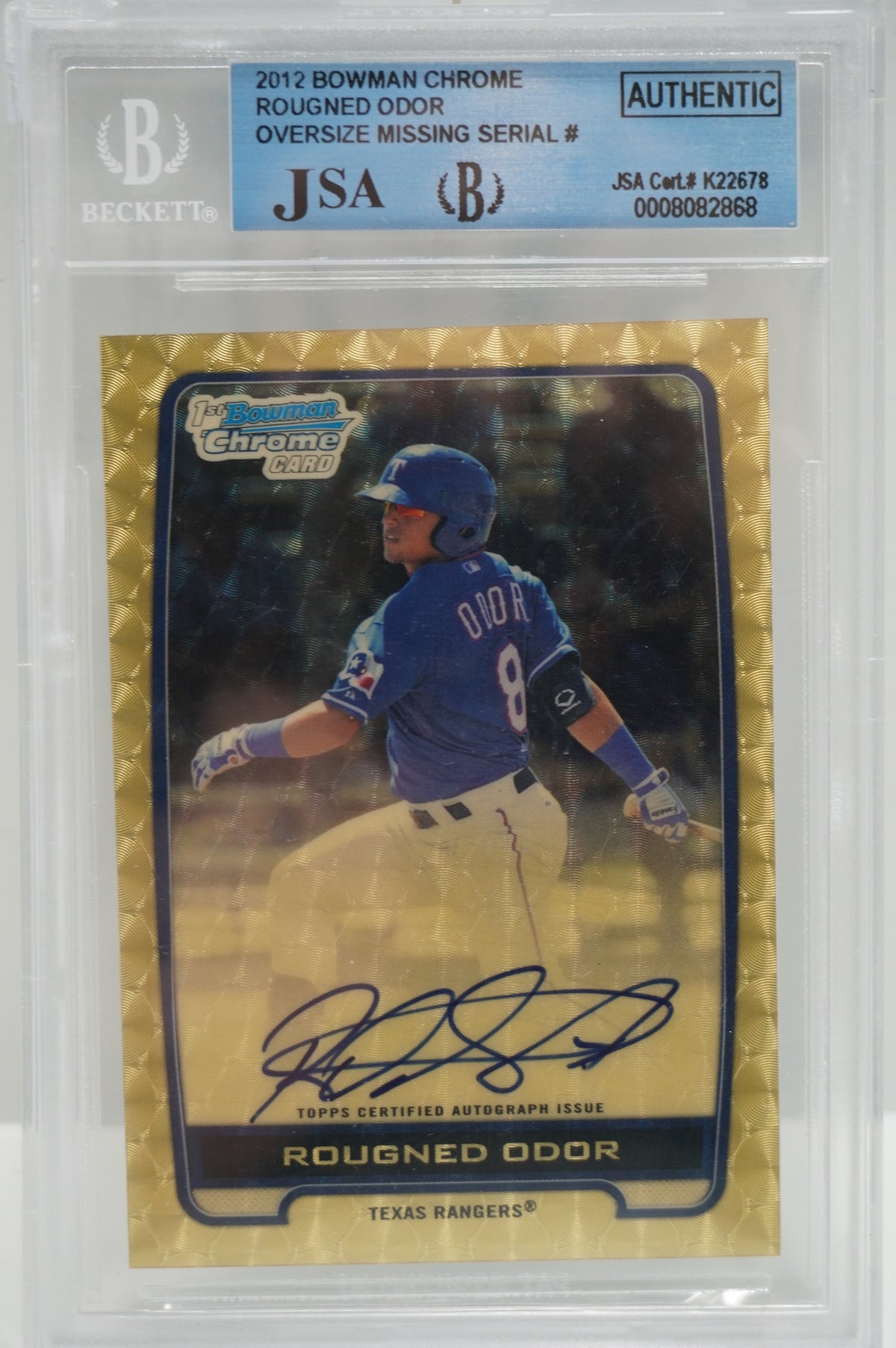 2012 Bowman Chrome Rougned Odor Oversize Missing Serial # BGS Authentic