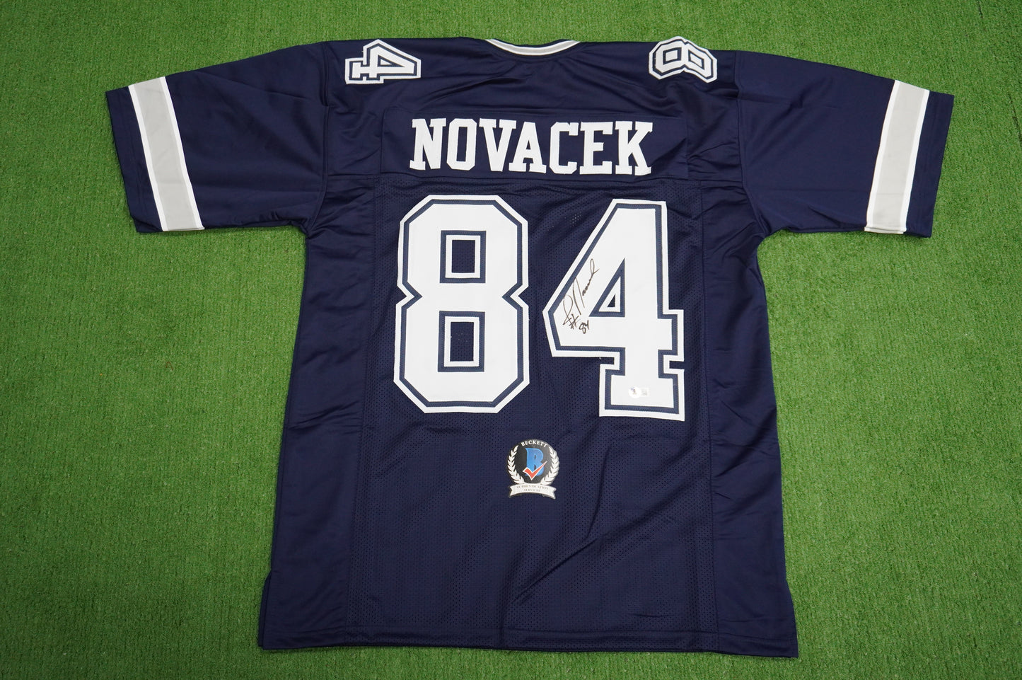 JAY NOVACEK SIGNED DALLAS COWBOYS BLUE JERSEY Size XL BAS COA