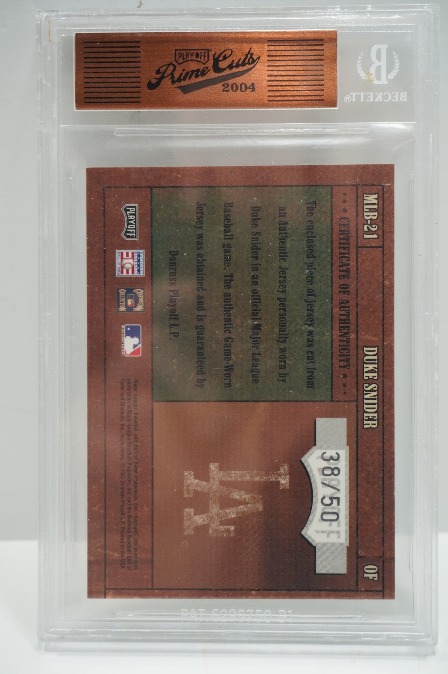 2004 Playoff Prime Cuts MLB Icons Material #21 Duke Snider JSY/50 Beckett