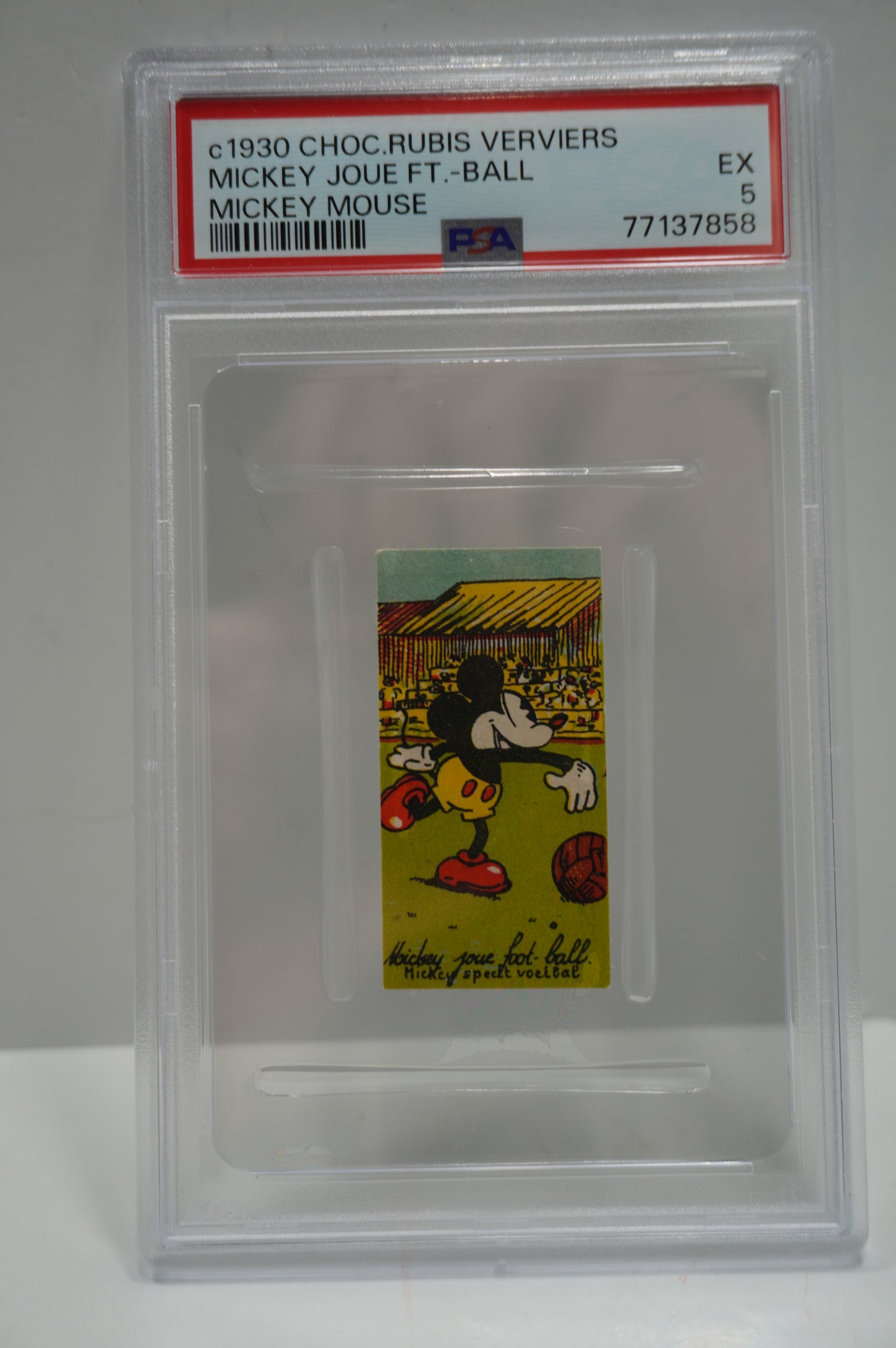 c1930 Choc.Rubis Verviers Mickey Joue FT-Ball Mickey Mouse PSA 5