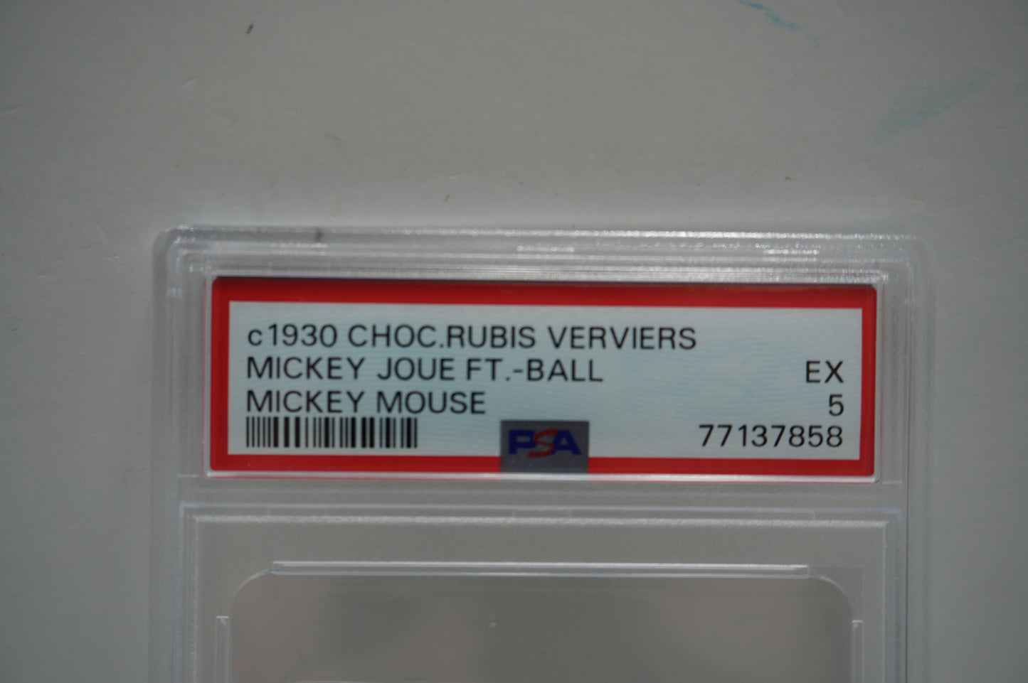 c1930 Choc.Rubis Verviers Mickey Joue FT-Ball Mickey Mouse PSA 5