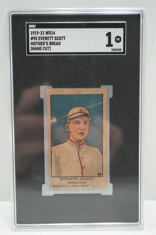 1919-21 W514 #90 Everett Scott Mother's Bread (Hand Cut) SGC 1