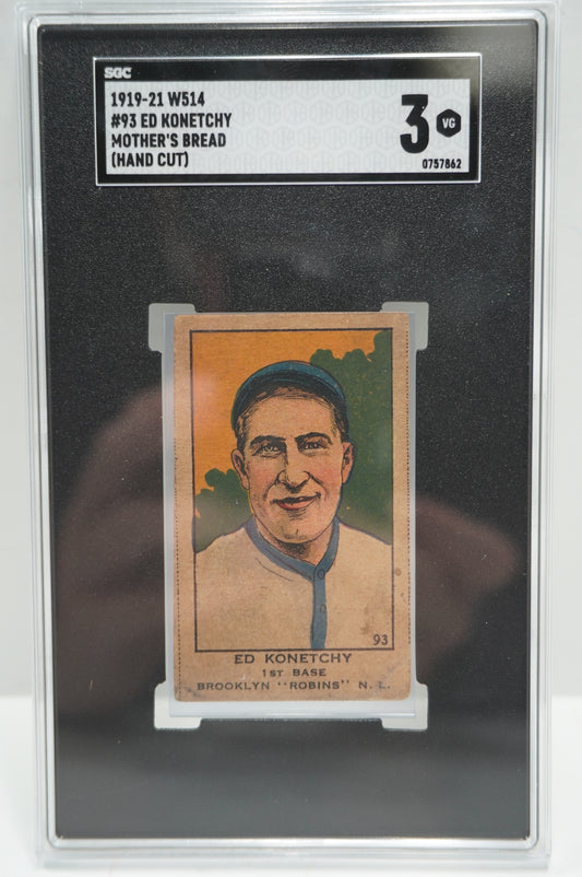 1919-21 W514 #93 Ed Konetchy Mother's Bread (Hand Cut) SGC 3