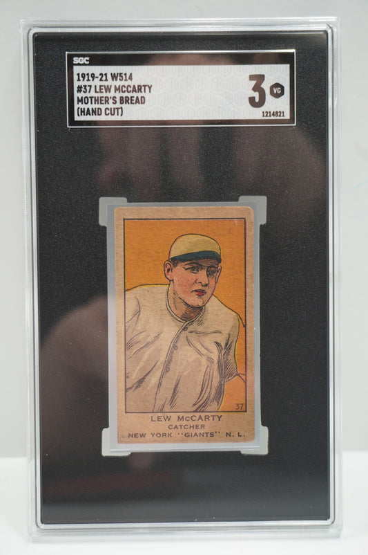 1919-21 W514 #37 Lew McCarty Mother's Bread (Hand Cut) SGC 3