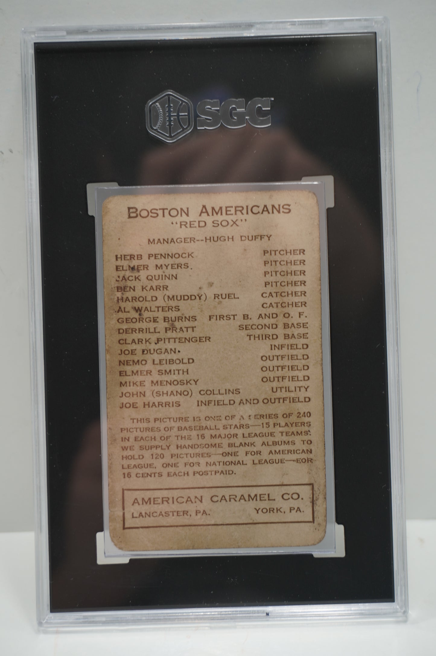 1922 American Caramel Co E120 Joe Duggan SGC 1