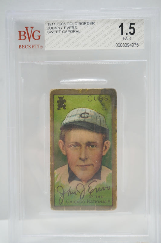 1911 T206 Gold Boarder Johnny Evers Sweet Caporal BVG 1.5
