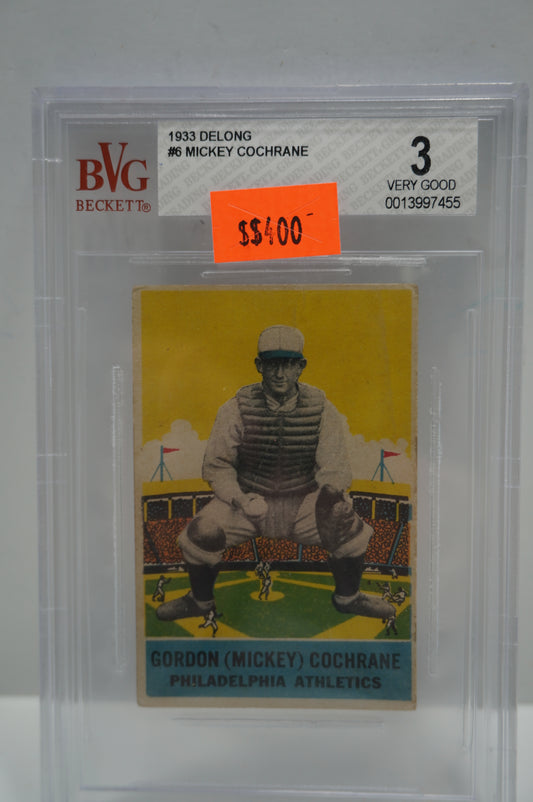 1933 Delong #6 Mickey Cochrane BVG 3