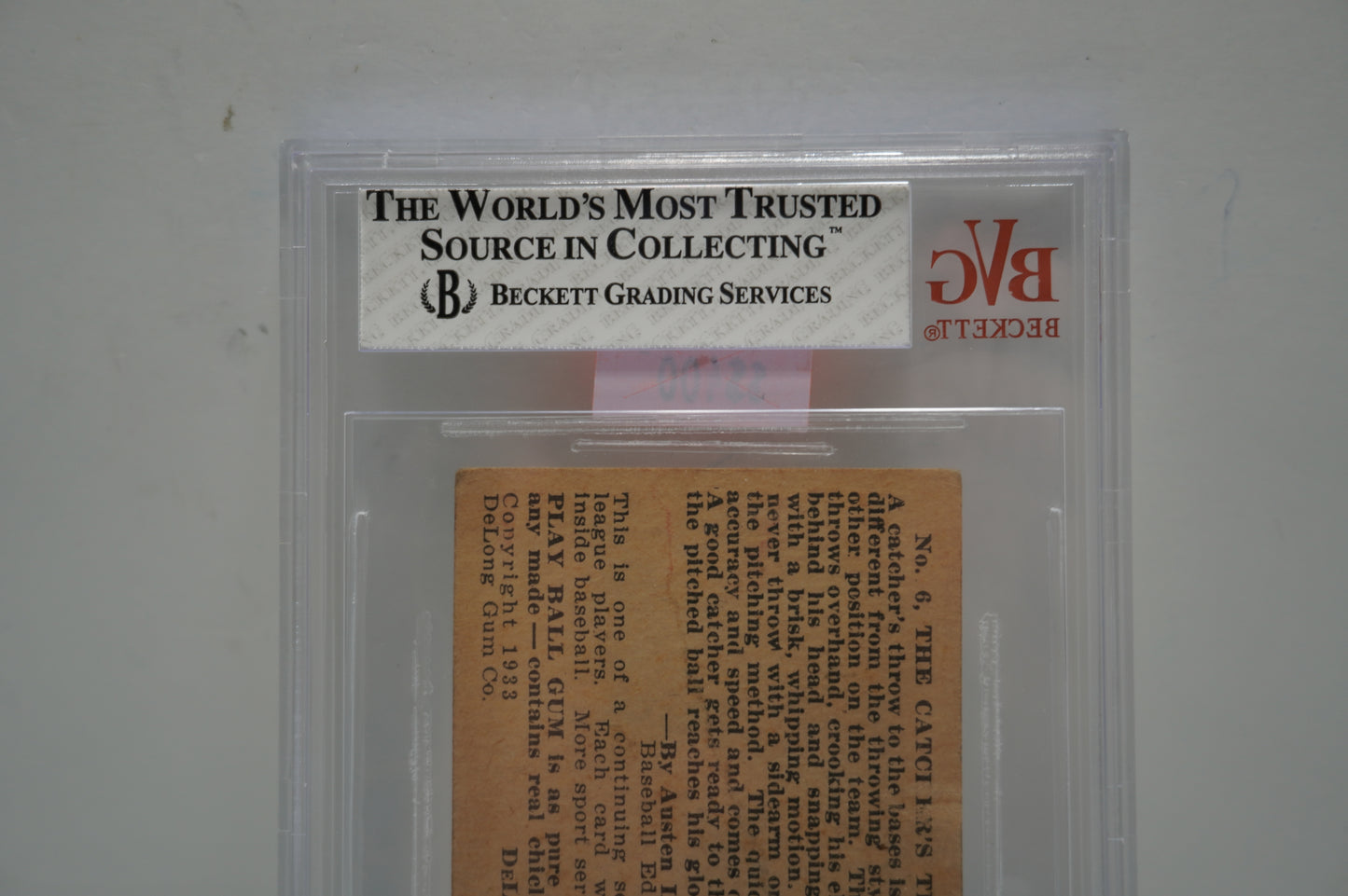 1933 Delong #6 Mickey Cochrane BVG 3