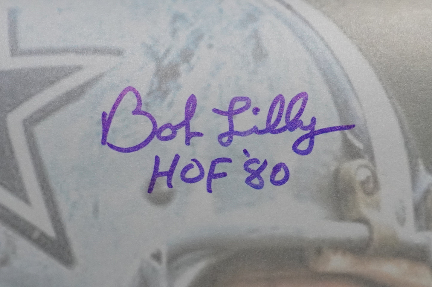 BOB LILLY DALLAS COWBOYS SIGNED 8x10 Custom Edit GAME FACE PHOTO BAS