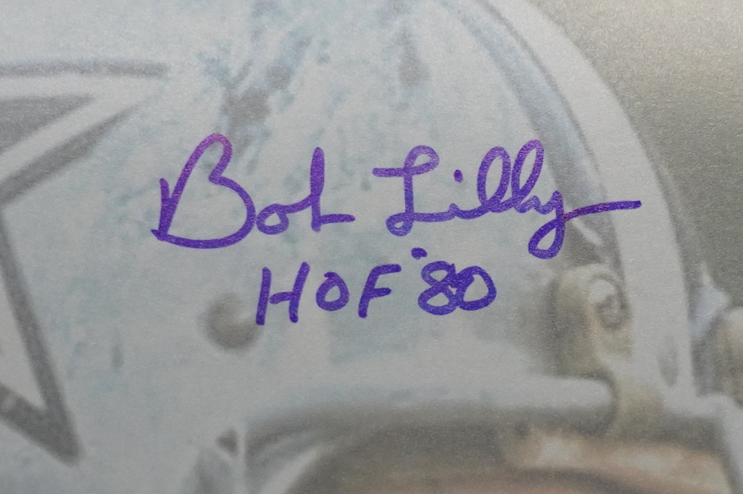 BOB LILLY DALLAS COWBOYS SIGNED 8x10 Custom Edit GAME FACE PHOTO BAS