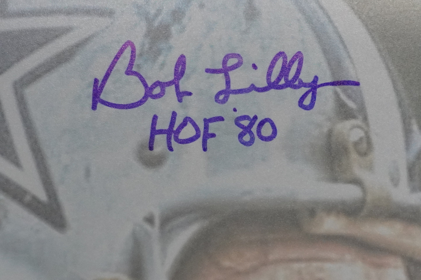 BOB LILLY DALLAS COWBOYS SIGNED 8x10 Custom Edit GAME FACE PHOTO BAS