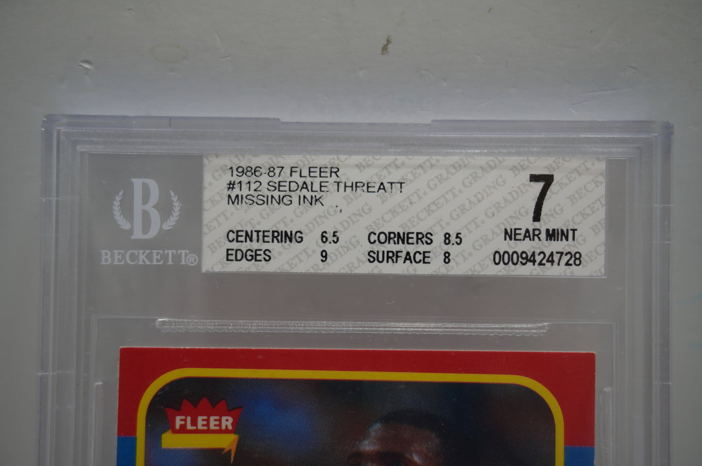 1986-87 Fleer #112 Sedate Threatt Missing Ink BGS 7