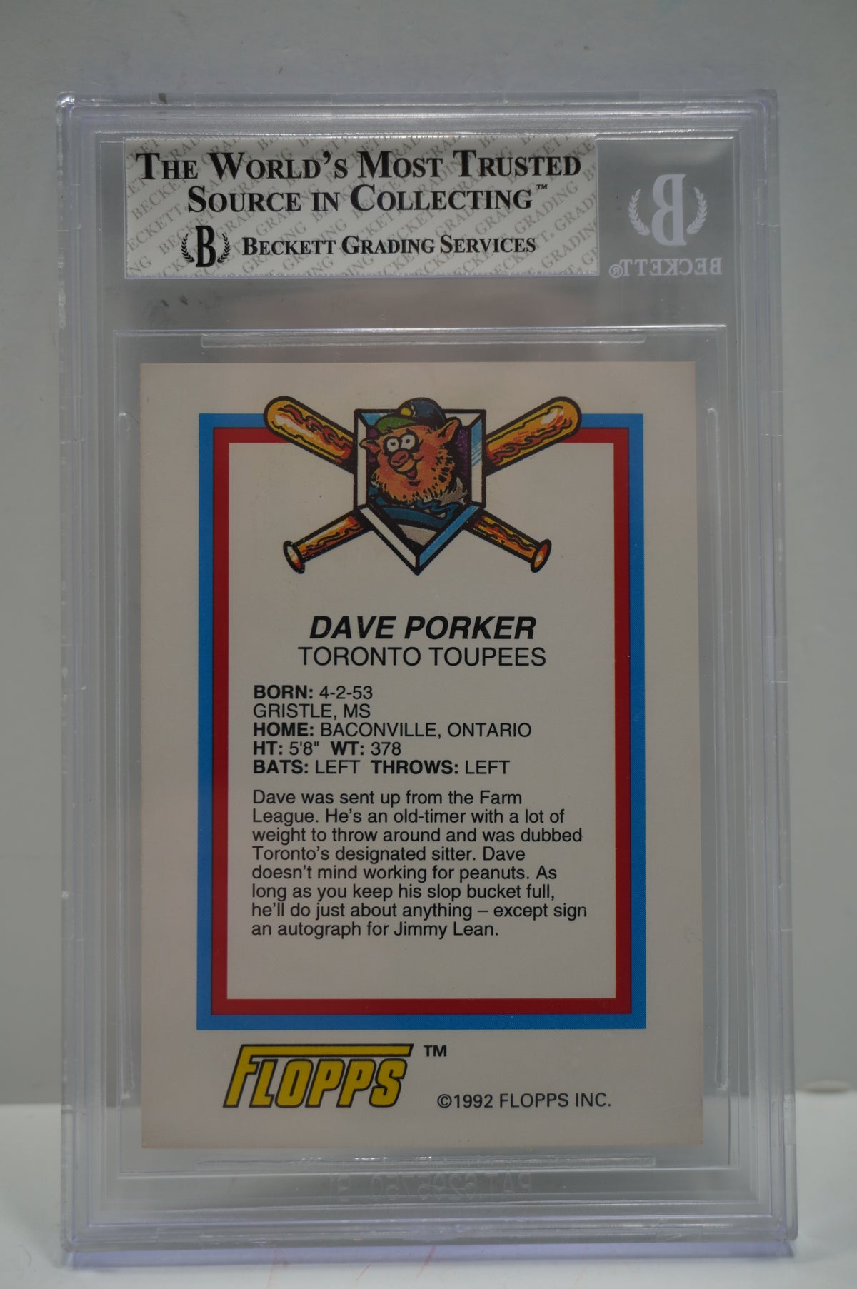 1992 Flopps Promo's Dave Porker BGS 8