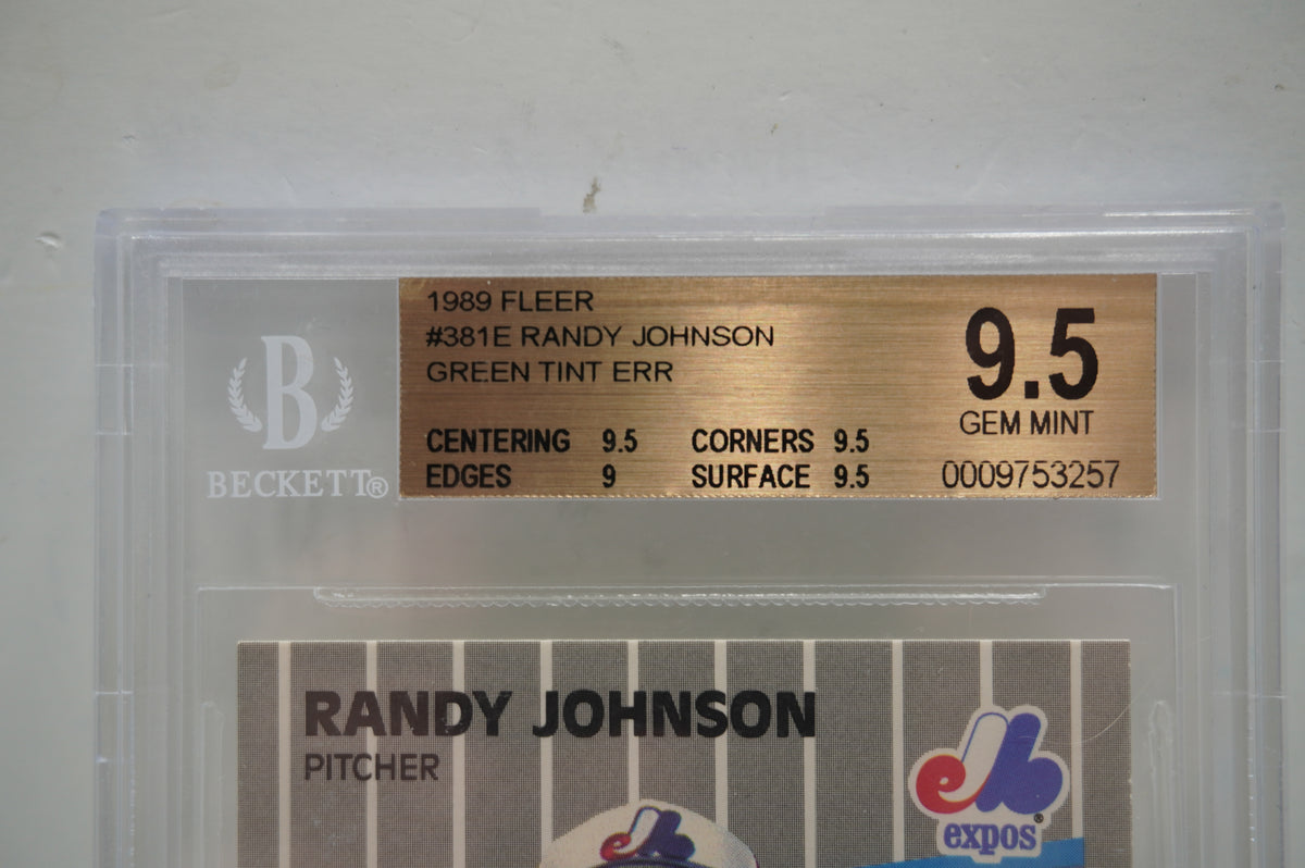 1989 Fleer #381E Randy Johnson Green Tint ERR BGS 9.5
