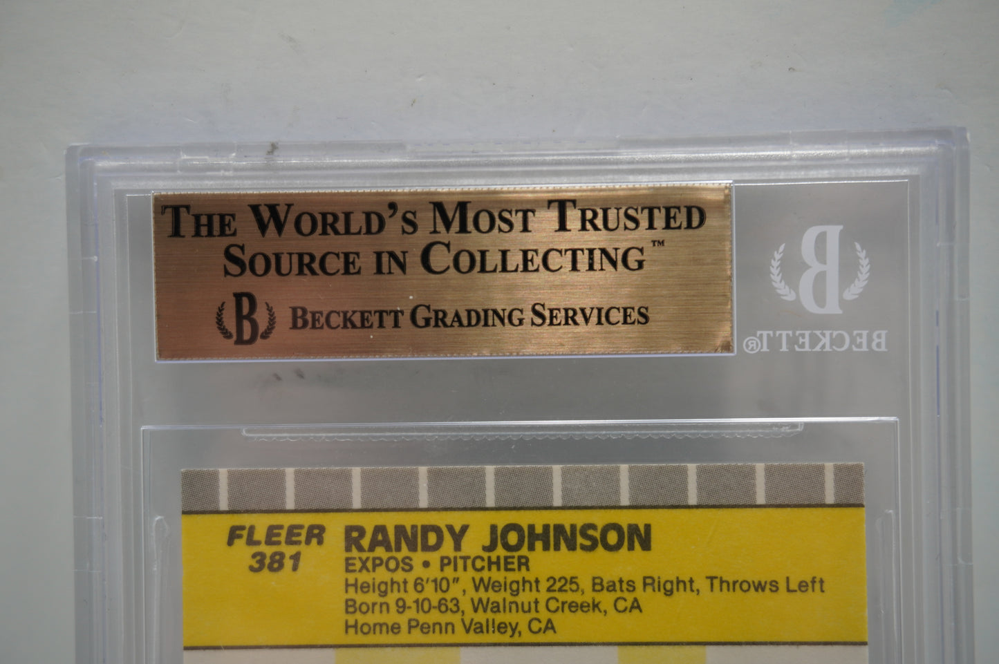 1989 Fleer #381E Randy Johnson Green Tint ERR BGS 9.5