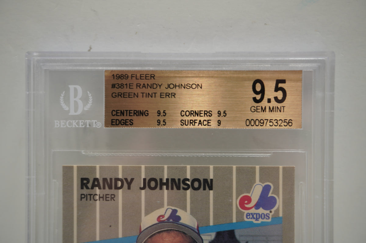 1989 Fleer #381E Randy Johnson Green Tint ERR BGS 9.5