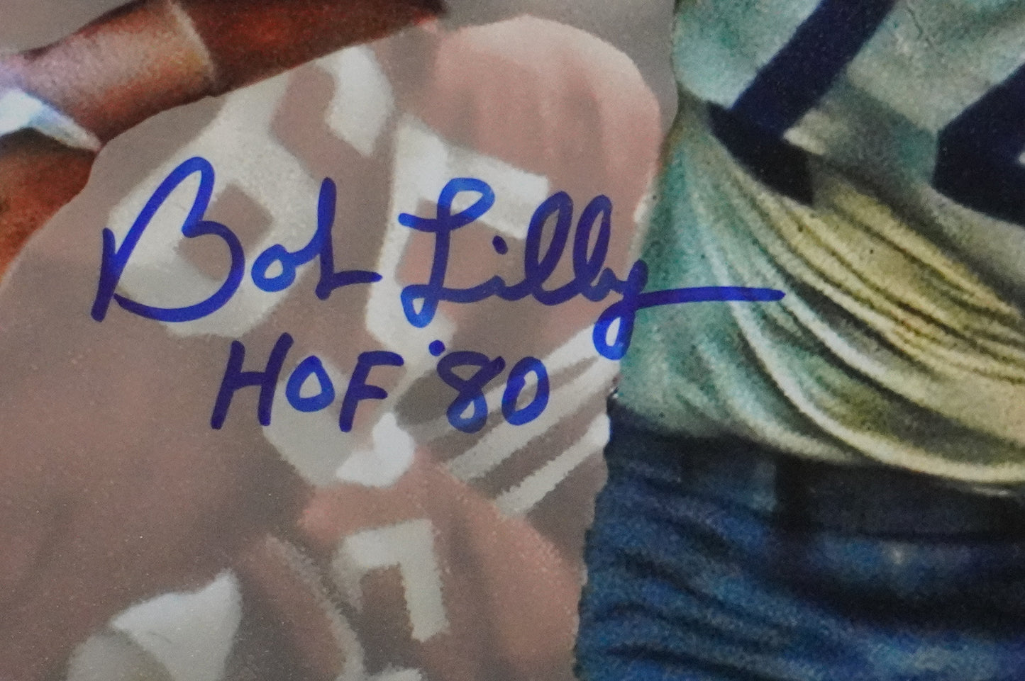 BOB LILLY DALLAS COWBOYS SIGNED 8x10 Custom Edit PHOTO BAS