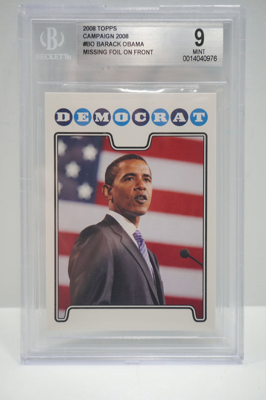2008 Topps Campaign 2008 #BO Barack Obama Missing Foil on Front BGS 9