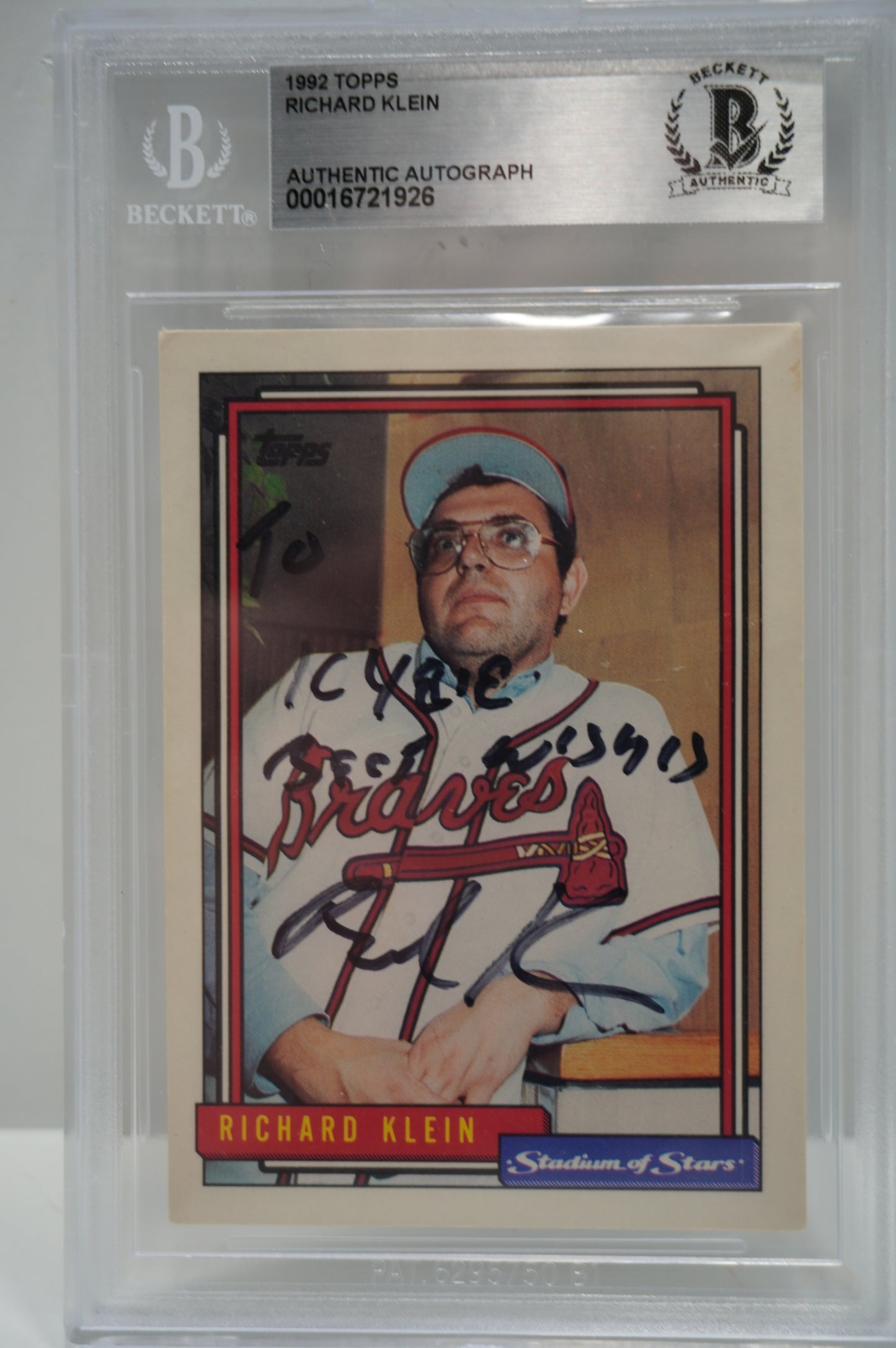 1992 Topps Richard Klein Becket Auto