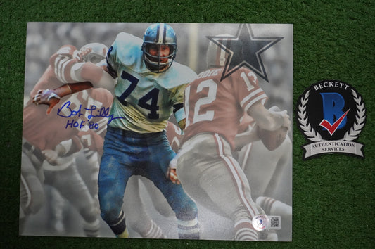 BOB LILLY DALLAS COWBOYS SIGNED 8x10 Custom Edit PHOTO BAS