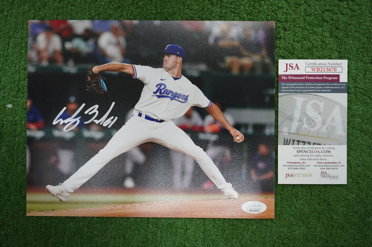 CODY BRADFORD TEXAS RANGERS SIGNED 8x10 PHOTO CircleChange JSA COA