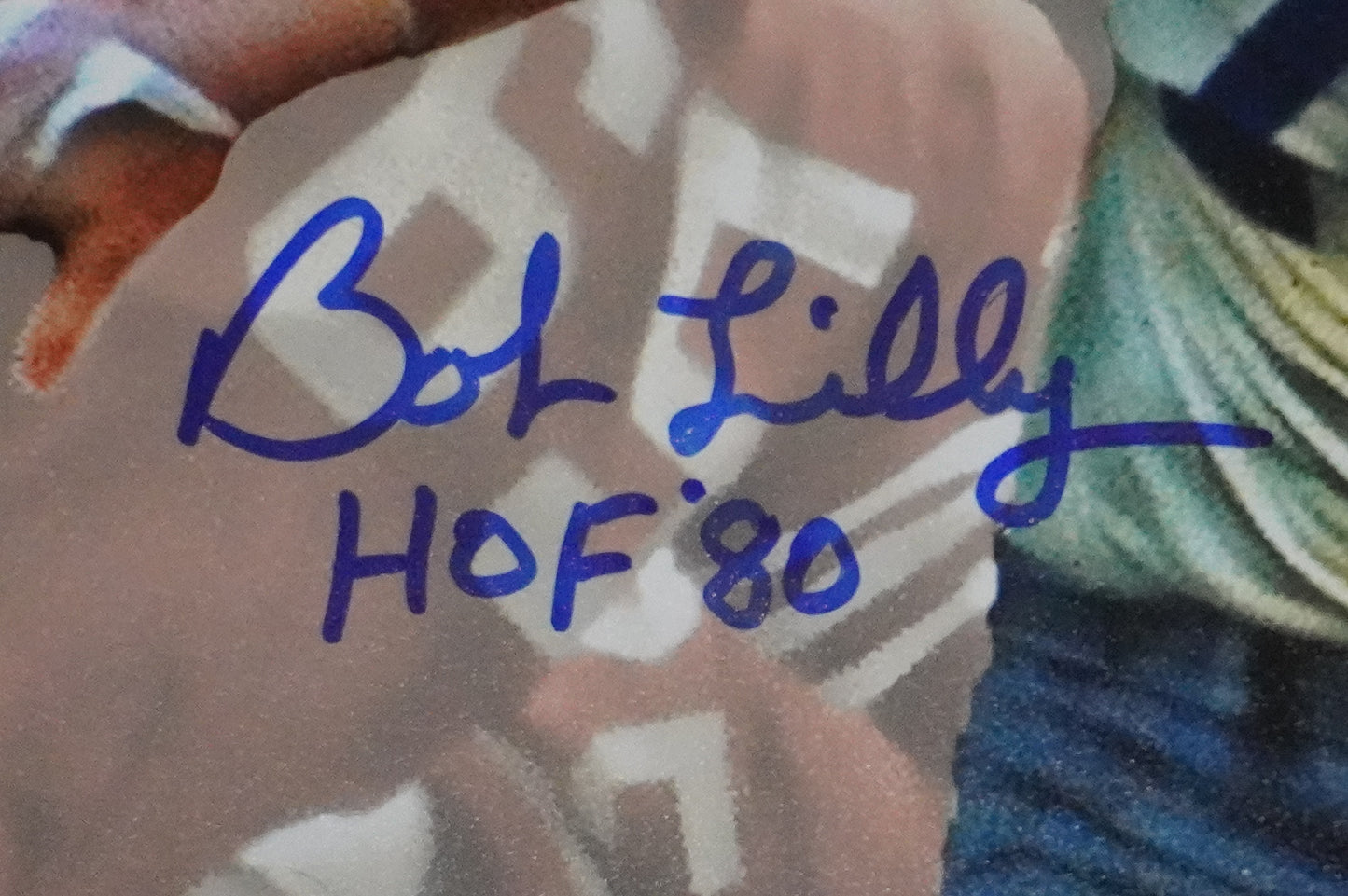 BOB LILLY DALLAS COWBOYS SIGNED 8x10 Custom Edit PHOTO BAS