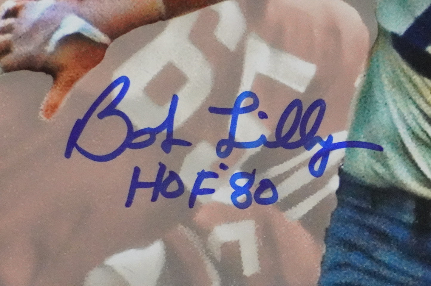 BOB LILLY DALLAS COWBOYS SIGNED 8x10 Custom Edit PHOTO BAS