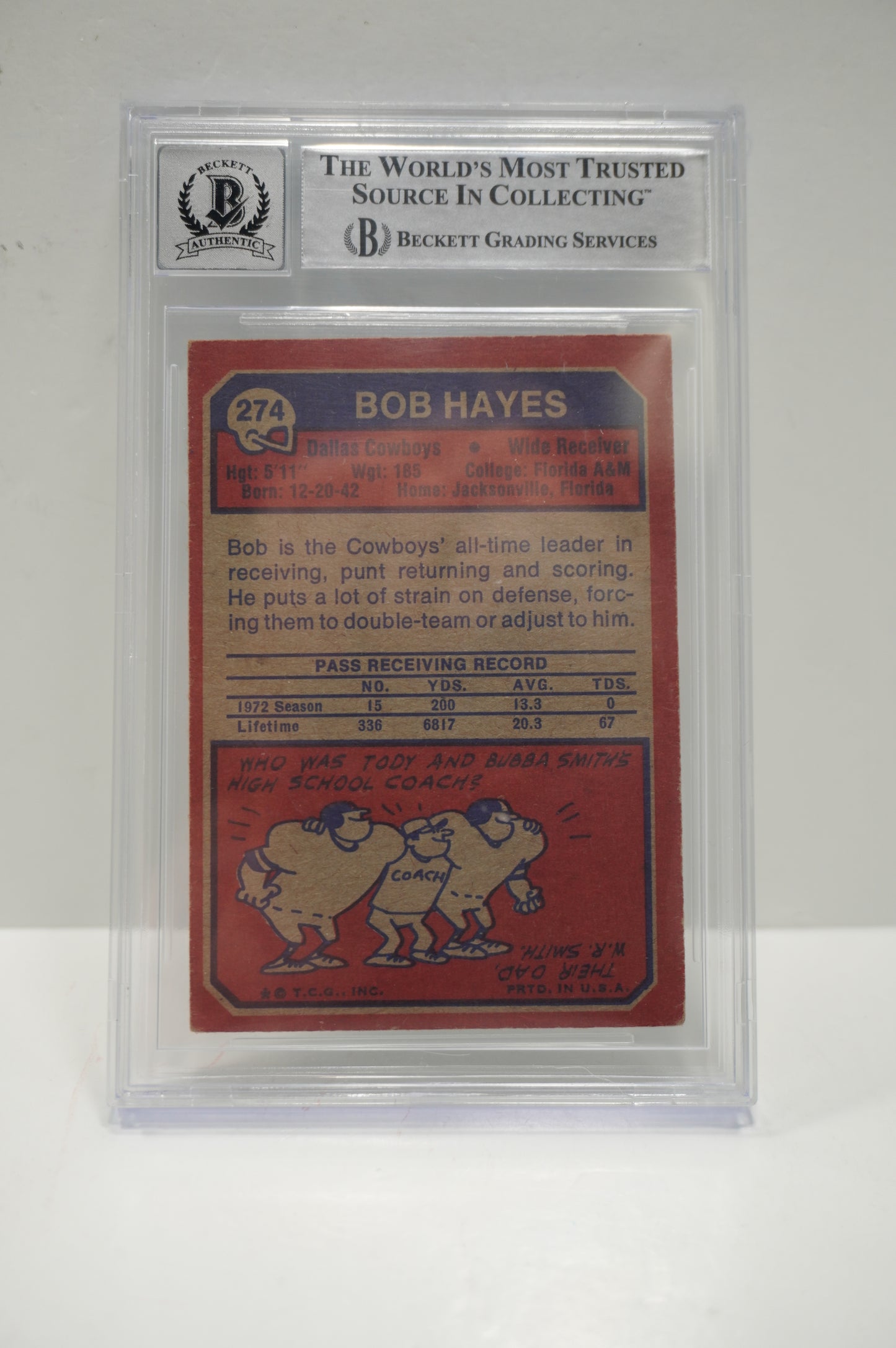 1973 Topps #274 Bob Hayes Beckett Authentic