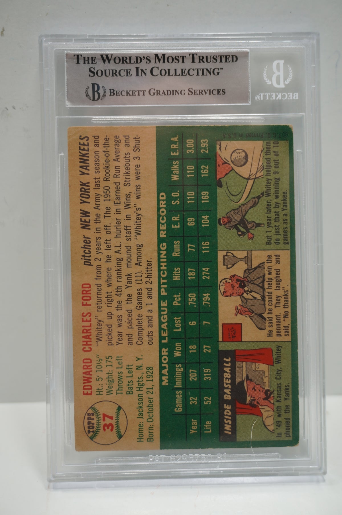 1954 Topps #37 Whitey Ford Becket Authentic