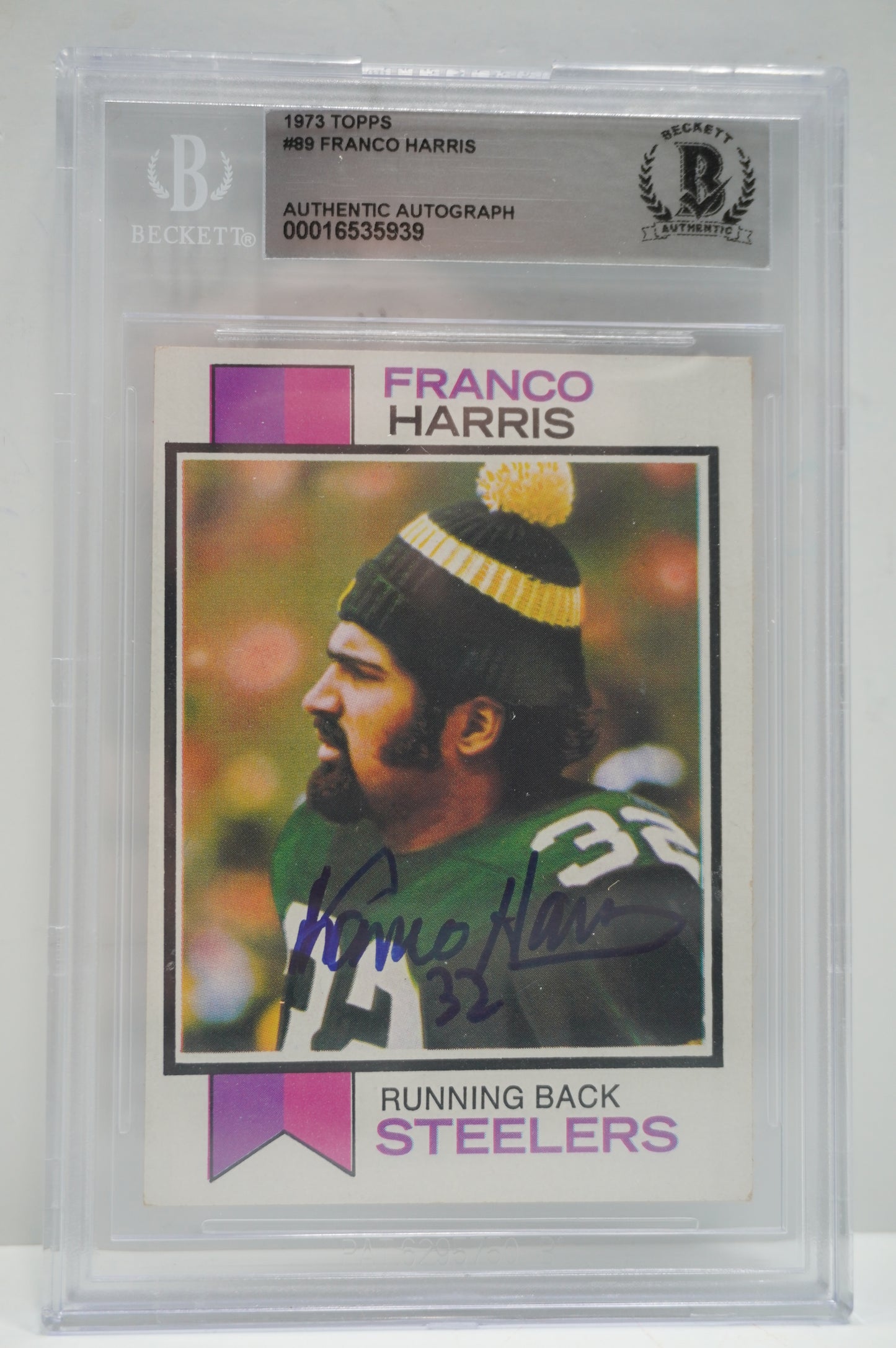 1973 Topps #89 Franco Harris Beckett Authentic