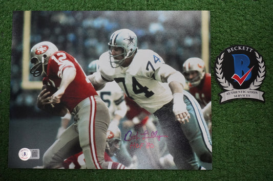 BOB LILLY DALLAS COWBOYS SIGNED 8x10 PHOTO w/HOF80 vs 49ers BAS
