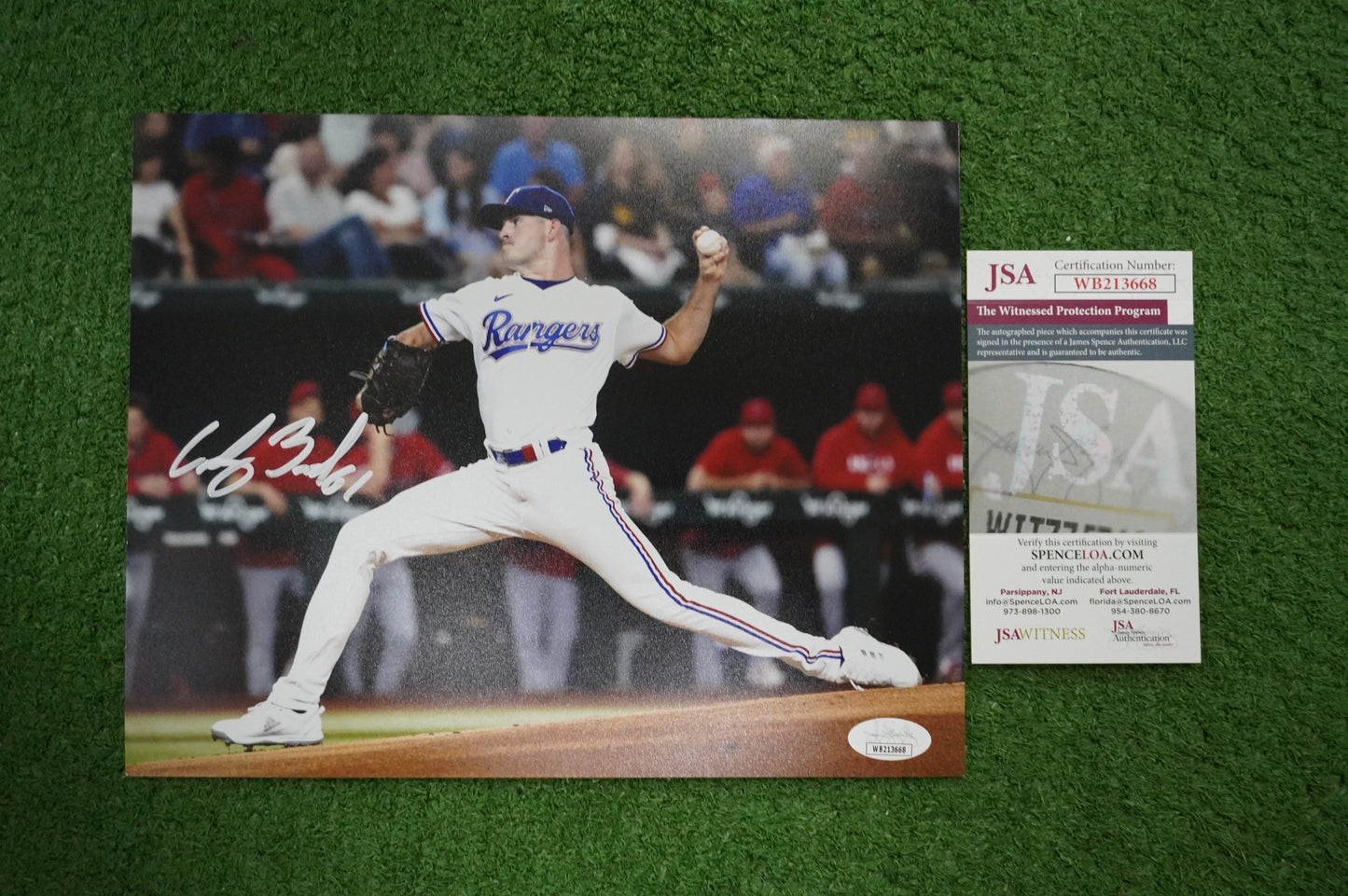 CODY BRADFORD TEXAS RANGERS SIGNED 8x10 PHOTO FastBall JSA COA