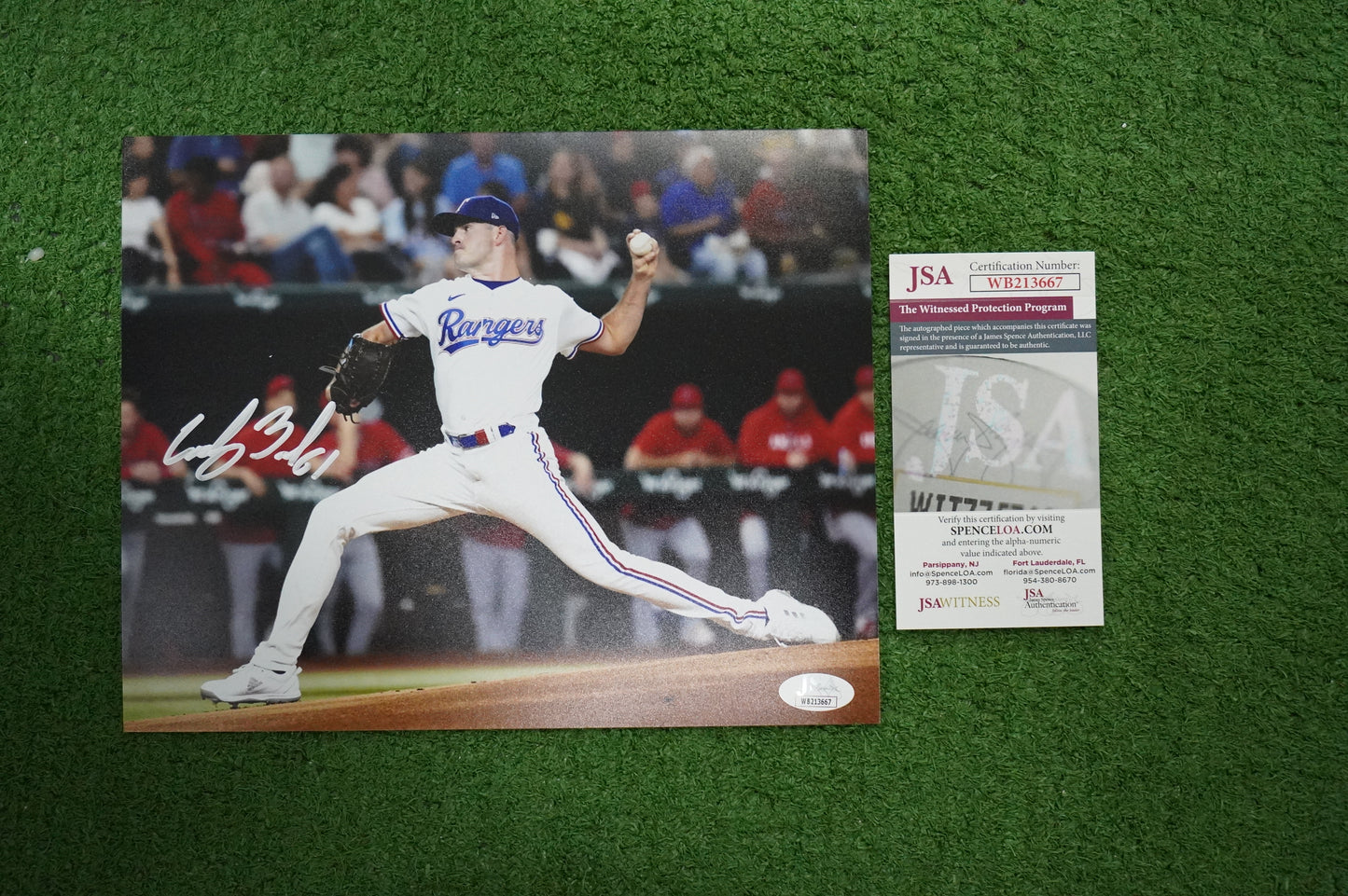 CODY BRADFORD TEXAS RANGERS SIGNED 8x10 PHOTO FastBall JSA COA