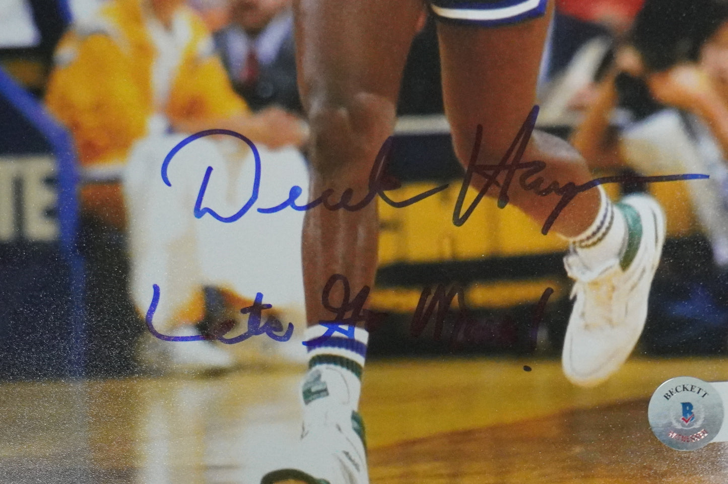 DEREK HARPER SIGNED 8X10 PHOTO Dallas Mavericks New York Knicks w/"Let's Go Mavs"  BAS COA