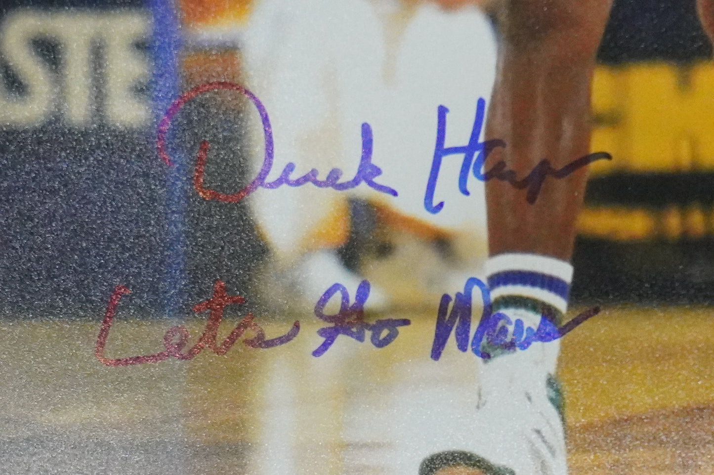 DEREK HARPER SIGNED 8X10 PHOTO Dallas Mavericks New York Knicks w/"Let's Go Mavs"  BAS COA