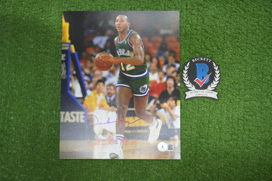 DEREK HARPER SIGNED 8X10 PHOTO Dallas Mavericks New York Knicks w/"Let's Go Mavs"  BAS COA
