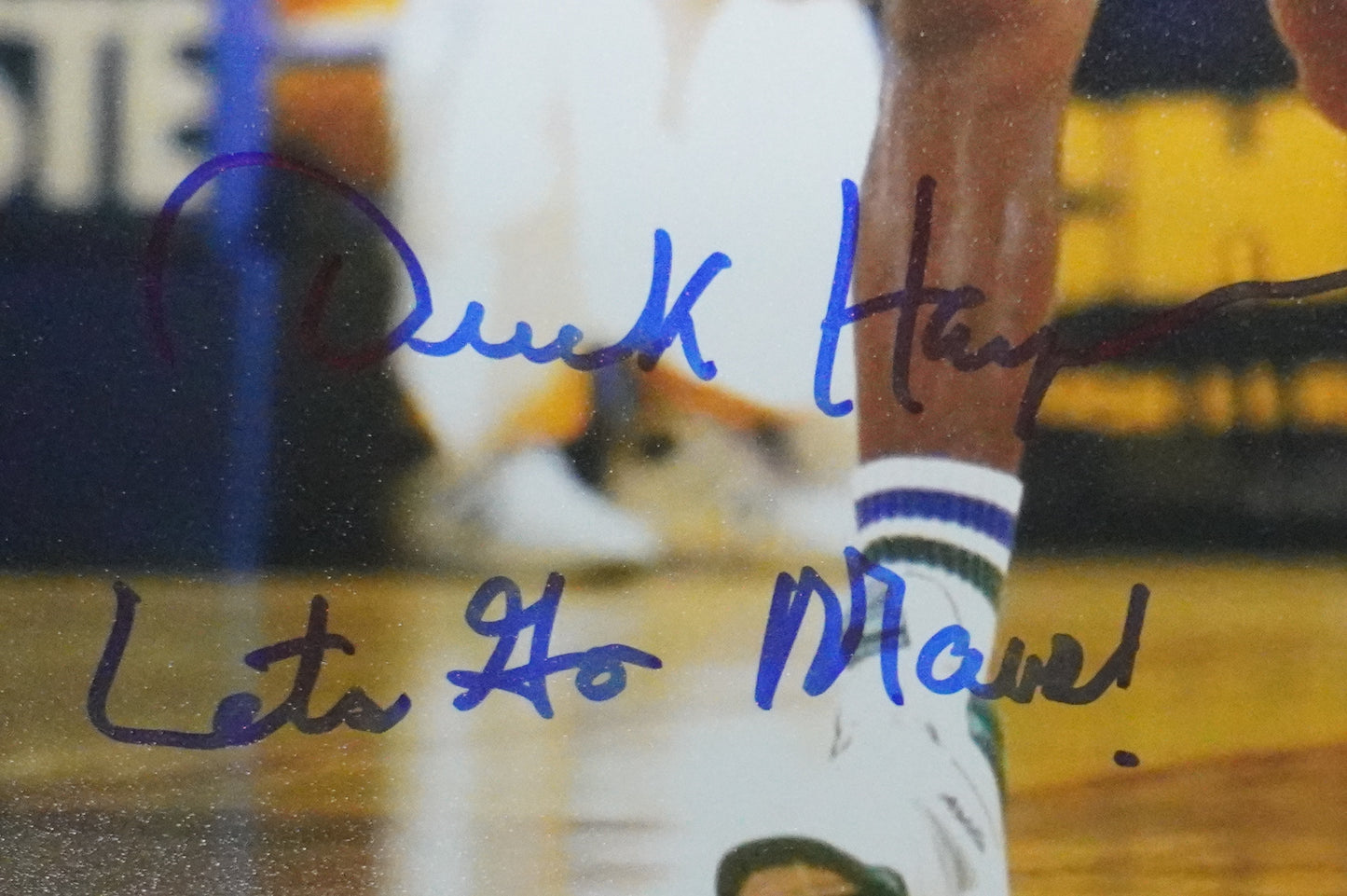 DEREK HARPER SIGNED 8X10 PHOTO Dallas Mavericks New York Knicks w/"Let's Go Mavs"  BAS COA