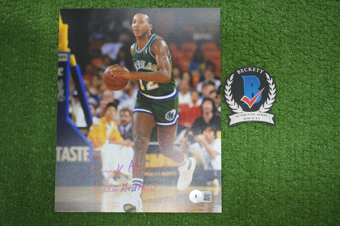 DEREK HARPER DALLAS MAVERICKS MAVS SIGNED 8x10 PHOTO w/INSC GREEN BAS