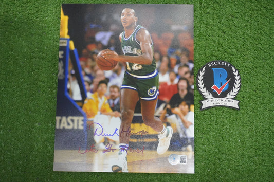 DEREK HARPER DALLAS MAVERICKS MAVS SIGNED 8x10 PHOTO w/INSC GREEN BAS
