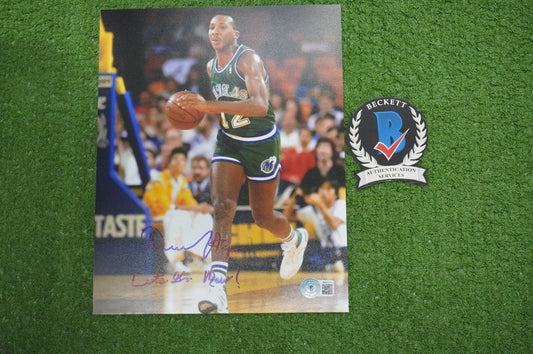 DEREK HARPER DALLAS MAVERICKS MAVS SIGNED 8x10 PHOTO w/INSC GREEN BAS
