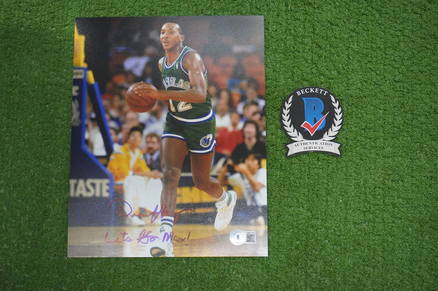 DEREK HARPER DALLAS MAVERICKS MAVS SIGNED 8x10 PHOTO w/INSC GREEN BAS