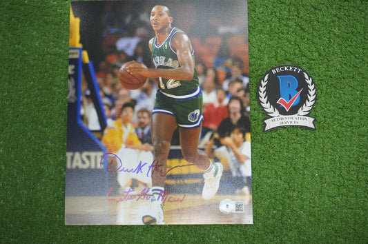 DEREK HARPER DALLAS MAVERICKS MAVS SIGNED 8x10 PHOTO w/INSC GREEN BAS