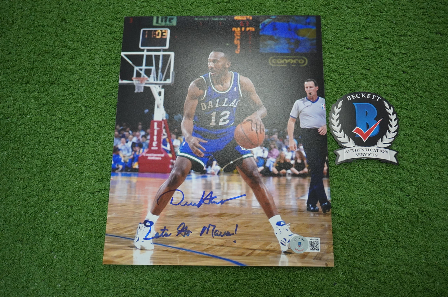 DEREK HARPER DALLAS MAVERICKS MAVS SIGNED 8x10 PHOTO w/INSC ROAD BAS