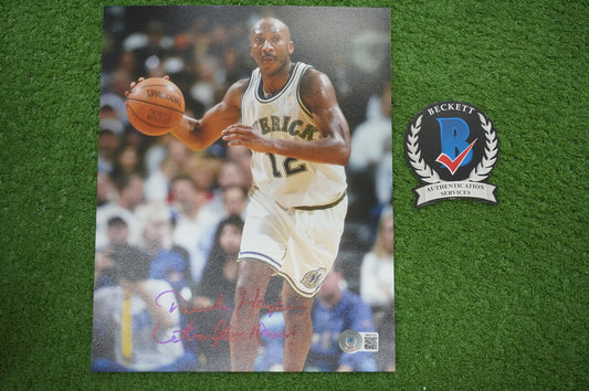 DEREK HARPER DALLAS MAVERICKS MAVS SIGNED 8x10 PHOTO w/INSC Knicks BAS COA