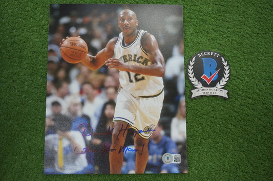 DEREK HARPER DALLAS MAVERICKS MAVS SIGNED 8x10 PHOTO w/INSC Knicks BAS COA