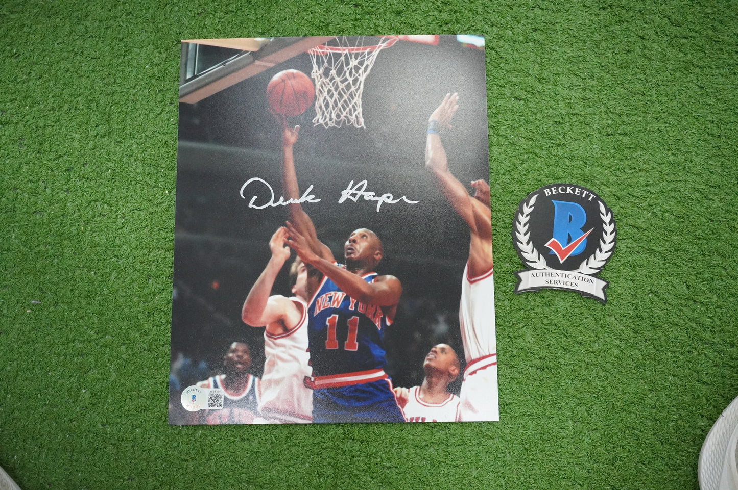 DEREK HARPER Signed 8x10 Photo NEW YORK KNICKS DALLAS MAVERICKS BAS COA