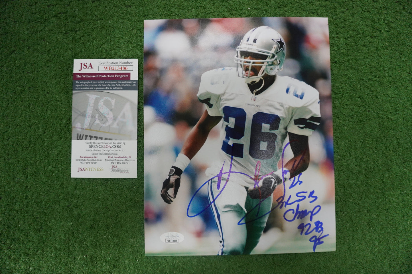 KEVIN SMITH DALLAS COWBOYS SIGNED 8x10 PHOTO with 3X SB CHAMPS JSA COA