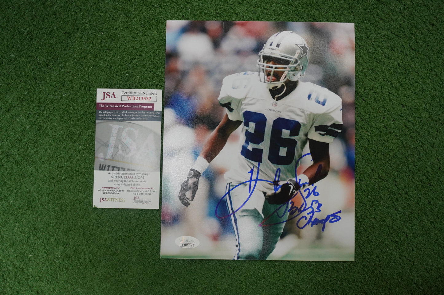 KEVIN SMITH DALLAS COWBOYS SIGNED 8x10 PHOTO with 3X SB CHAMPS JSA COA